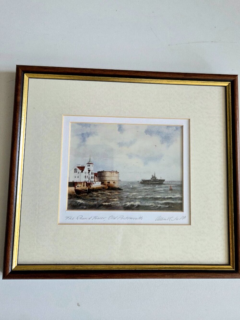 Signed print ''The Round Tower Old Portsmouth'' by Albert C. Jupp